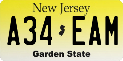 NJ license plate A34EAM