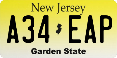NJ license plate A34EAP