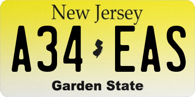 NJ license plate A34EAS