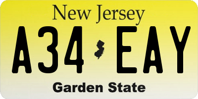 NJ license plate A34EAY