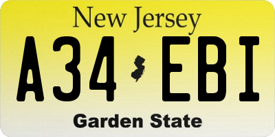 NJ license plate A34EBI