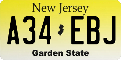 NJ license plate A34EBJ