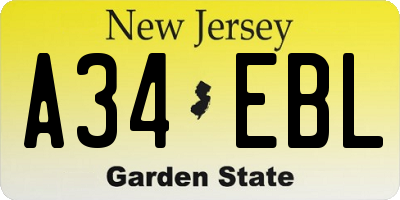NJ license plate A34EBL