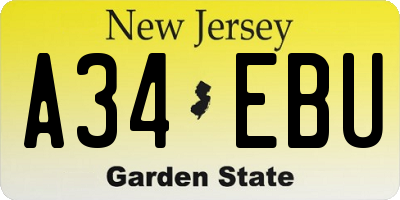 NJ license plate A34EBU