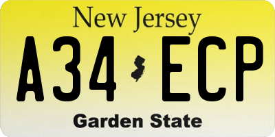 NJ license plate A34ECP