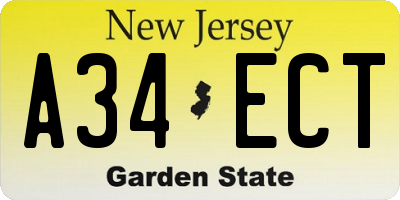 NJ license plate A34ECT