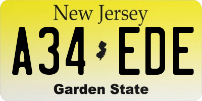 NJ license plate A34EDE
