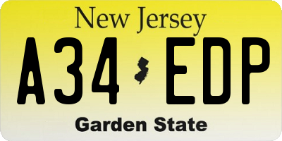 NJ license plate A34EDP