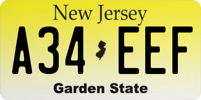 NJ license plate A34EEF