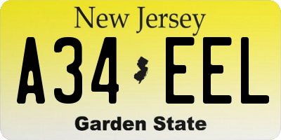 NJ license plate A34EEL