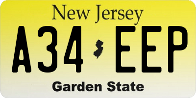 NJ license plate A34EEP