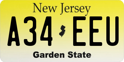 NJ license plate A34EEU