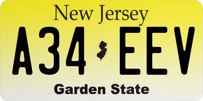 NJ license plate A34EEV