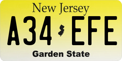 NJ license plate A34EFE