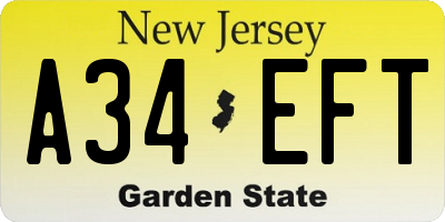 NJ license plate A34EFT