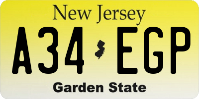 NJ license plate A34EGP