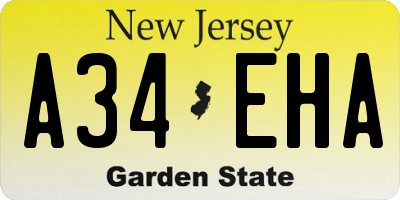 NJ license plate A34EHA