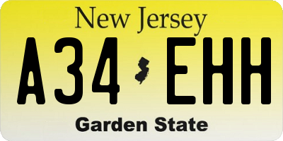 NJ license plate A34EHH