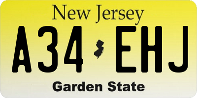NJ license plate A34EHJ