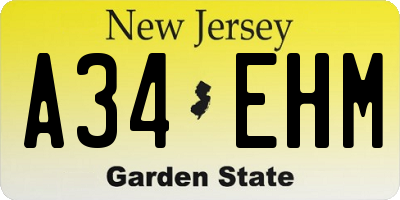 NJ license plate A34EHM