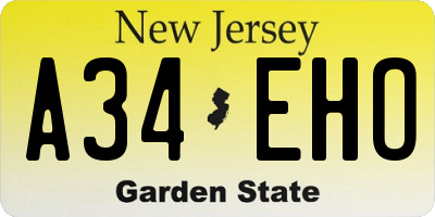 NJ license plate A34EHO