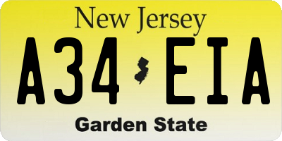NJ license plate A34EIA