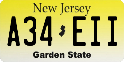NJ license plate A34EII