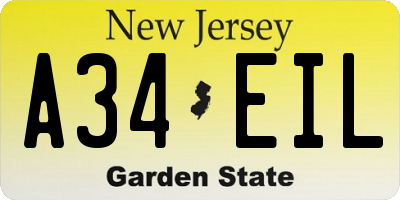 NJ license plate A34EIL
