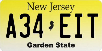 NJ license plate A34EIT