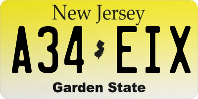 NJ license plate A34EIX