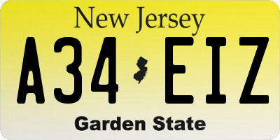 NJ license plate A34EIZ