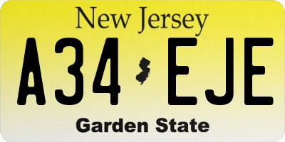 NJ license plate A34EJE