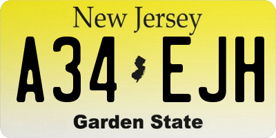NJ license plate A34EJH