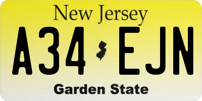 NJ license plate A34EJN