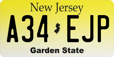 NJ license plate A34EJP