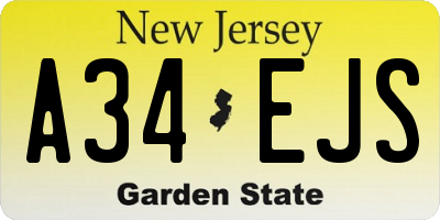 NJ license plate A34EJS