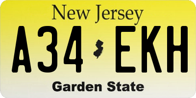 NJ license plate A34EKH