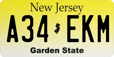 NJ license plate A34EKM