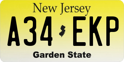 NJ license plate A34EKP