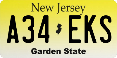NJ license plate A34EKS
