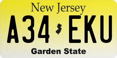NJ license plate A34EKU