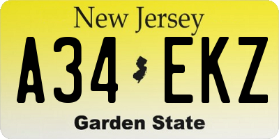 NJ license plate A34EKZ