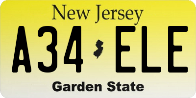 NJ license plate A34ELE