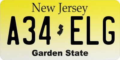 NJ license plate A34ELG