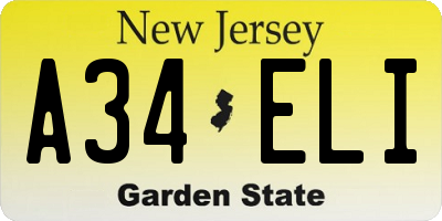 NJ license plate A34ELI