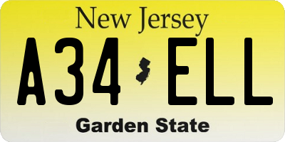 NJ license plate A34ELL