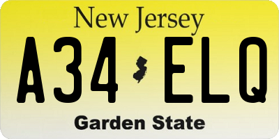 NJ license plate A34ELQ