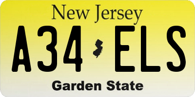 NJ license plate A34ELS