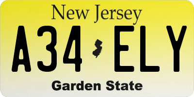 NJ license plate A34ELY