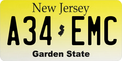 NJ license plate A34EMC